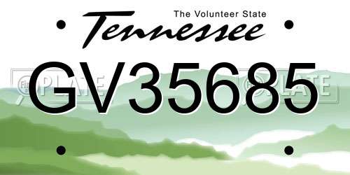 GV35685 Tennessee License Plate