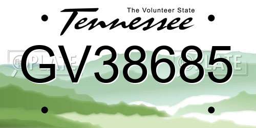GV38685 Tennessee License Plate