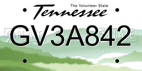 GV3A842 Tennessee License Plate
