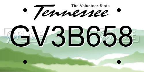 GV3B658 Tennessee License Plate