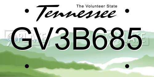 GV3B685 Tennessee License Plate