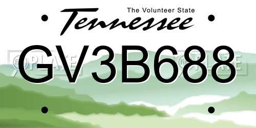GV3B688 Tennessee License Plate