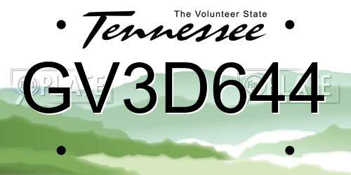 GV3D644 Tennessee License Plate