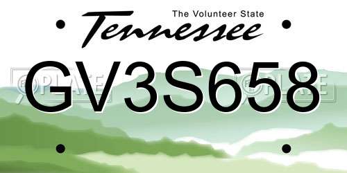 GV3S658 Tennessee License Plate
