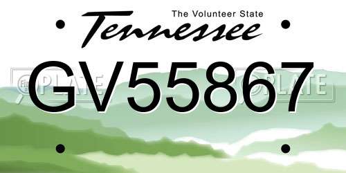 GV55867 Tennessee License Plate