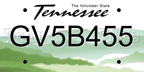 GV5B455 Tennessee License Plate