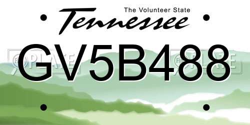 GV5B488 Tennessee License Plate