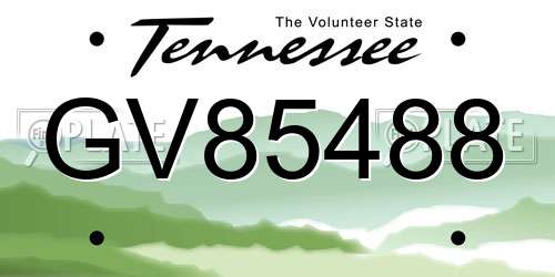 GV85488 Tennessee License Plate