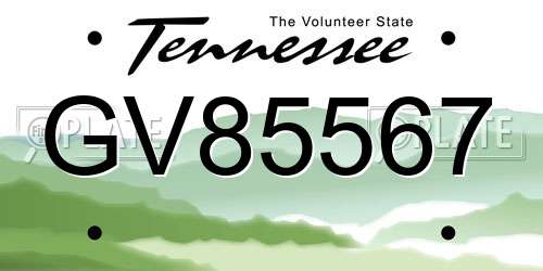 GV85567 Tennessee License Plate
