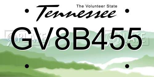 GV8B455 Tennessee License Plate