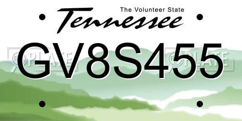 GV8S455 Tennessee License Plate