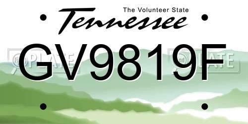 GV9819F Tennessee License Plate