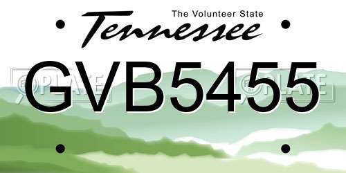 GVB5455 Tennessee License Plate