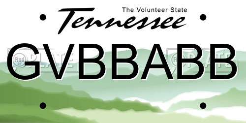 GVBBABB Tennessee License Plate
