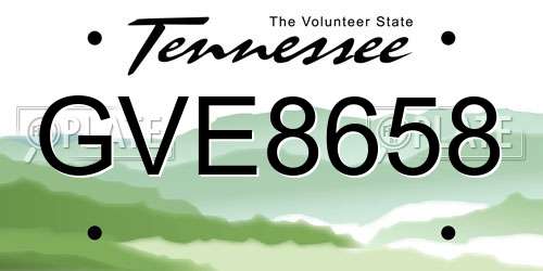 GVE8658 Tennessee License Plate
