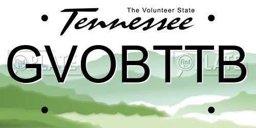 GVOBTTB Tennessee License Plate