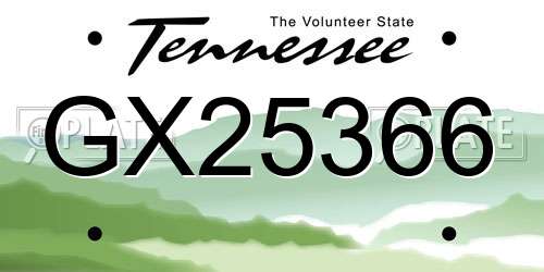 GX25366 Tennessee License Plate