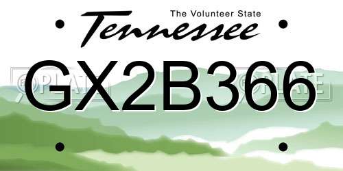 GX2B366 Tennessee License Plate