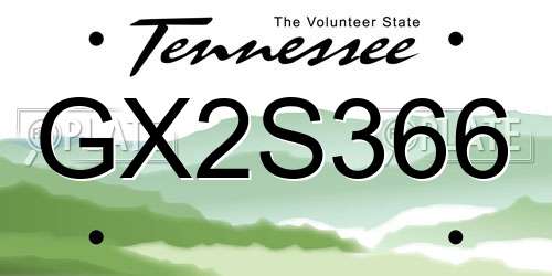 GX2S366 Tennessee License Plate