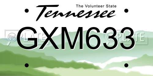 GXM633 Tennessee License Plate