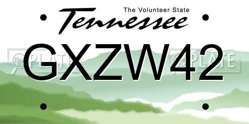 GXZW42 Tennessee License Plate