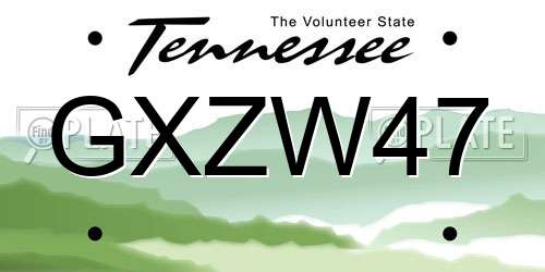 GXZW47 Tennessee License Plate