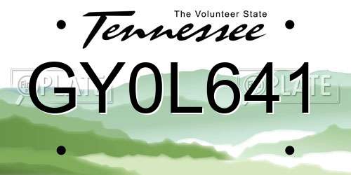 GY0L641 Tennessee License Plate