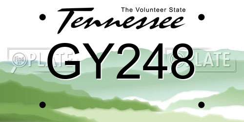 GY248 Tennessee License Plate