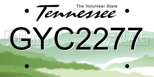 GYC2277 Tennessee License Plate