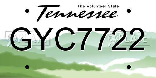 GYC7722 Tennessee License Plate