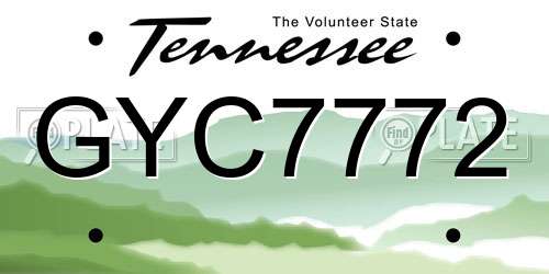 GYC7772 Tennessee License Plate
