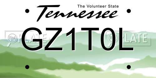 GZ1T0L Tennessee License Plate