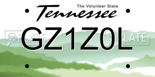 GZ1Z0L Tennessee License Plate