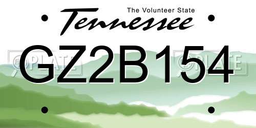 GZ2B154 Tennessee License Plate