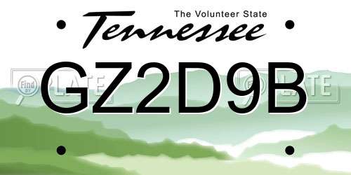 GZ2D9B Tennessee License Plate