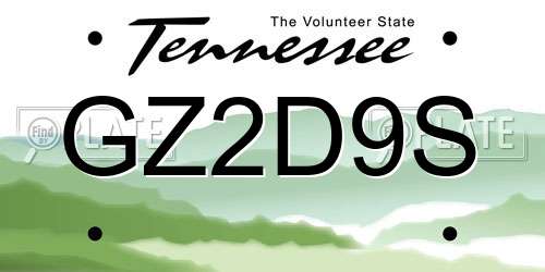 GZ2D9S Tennessee License Plate