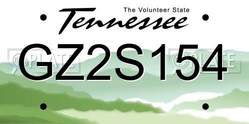 GZ2S154 Tennessee License Plate