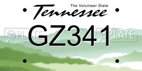 GZ341 Tennessee License Plate