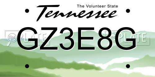 GZ3E8G Tennessee License Plate