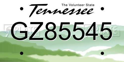 GZ85545 Tennessee License Plate