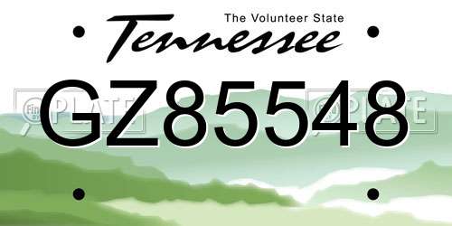 GZ85548 Tennessee License Plate
