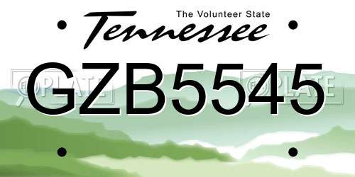 GZB5545 Tennessee License Plate