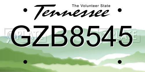 GZB8545 Tennessee License Plate