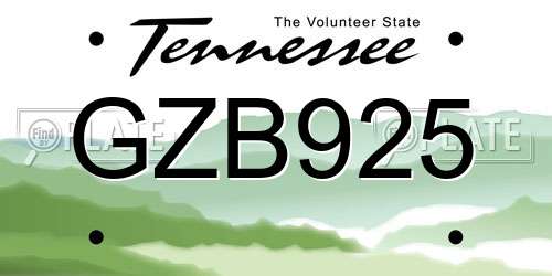GZB925 Tennessee License Plate