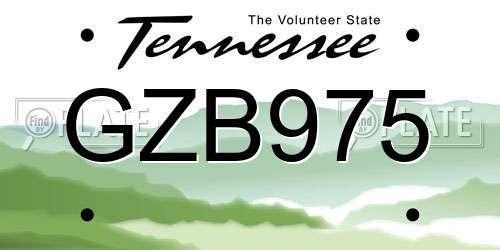 GZB975 Tennessee License Plate
