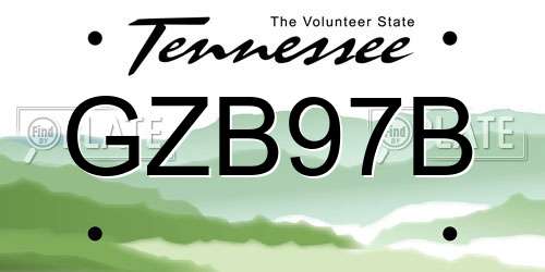 GZB97B Tennessee License Plate