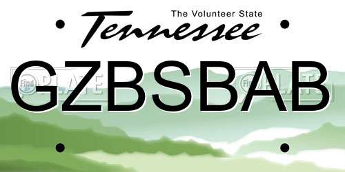 GZBSBAB Tennessee License Plate