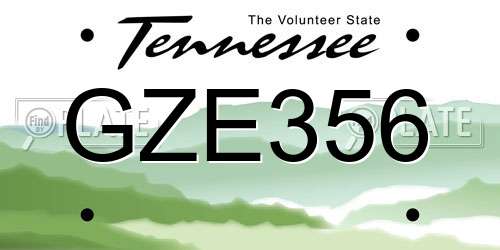 GZE356 Tennessee License Plate