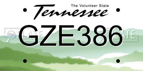 GZE386 Tennessee License Plate