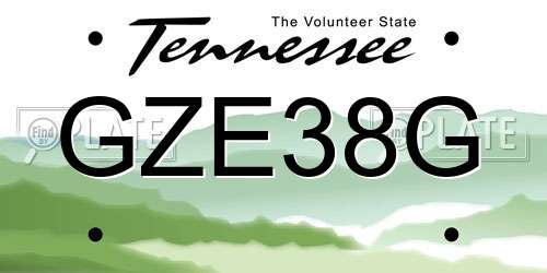 GZE38G Tennessee License Plate